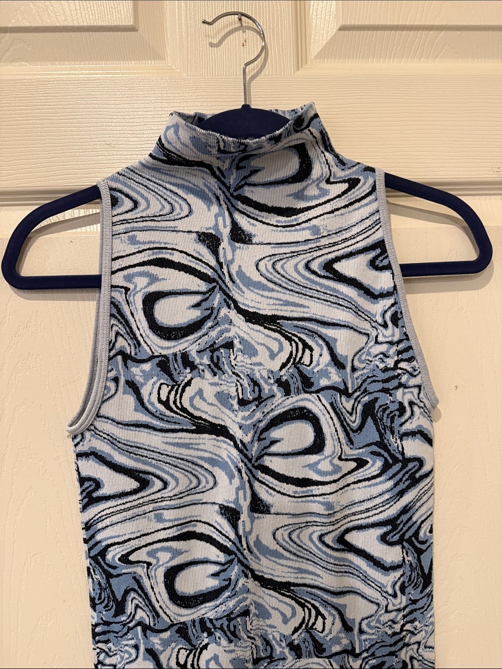Zara blue marble Jacquard knit midi dress, XS/S - Picture 4 of 8